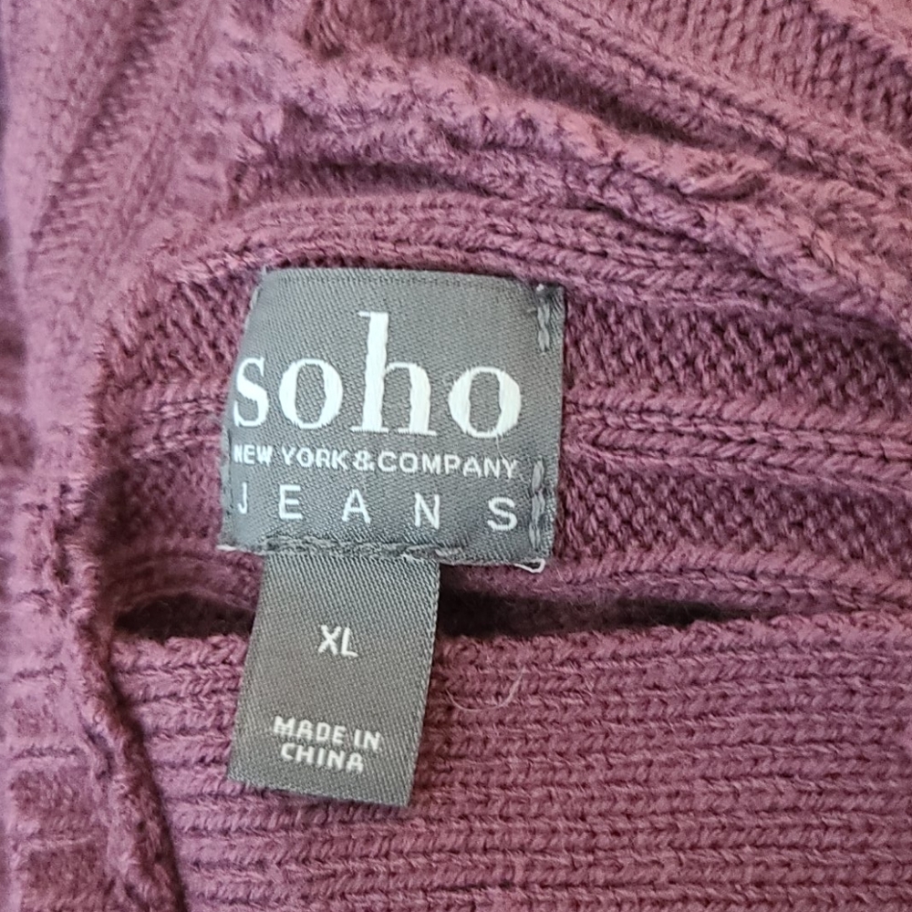 SOHO Mauve V-Neck Sweater XL - Picture 5 of 6